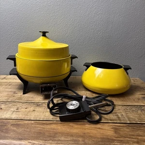 Vintage 70er GE General Electric Entertainer Pfanne/Fondue/Sauce Topf Set gelb - Bild 1 von 18