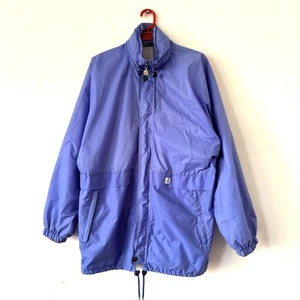 K-Way Vintage Jacket Size Medium Blue Windbreaker 90s Hood Towelling Lined - Picture 1 of 23
