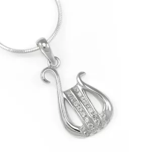 Alpha Chi Omega AXO sterling silver lyre pendant with simulated diamonds NEW! - Picture 1 of 2