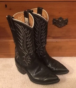 Herren Nocona schwarz Leder Westernstiefel mit Nahtdetail Größe 7,5 D - Bild 1 von 9