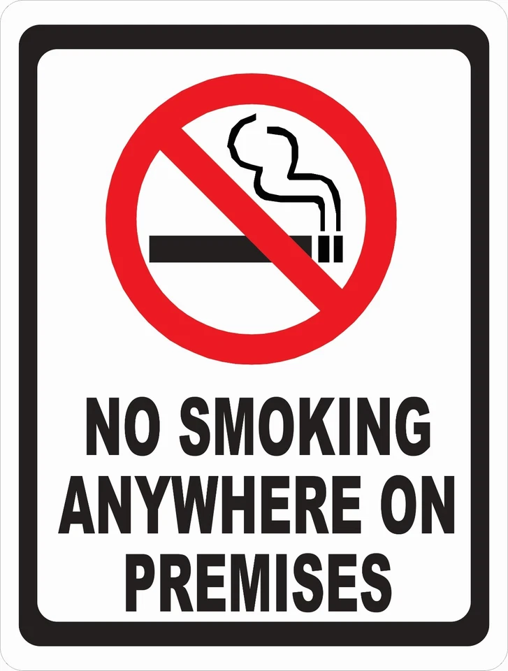 SIGNS BY SALA GRAPHICS No Smoking Anywhere on Premises Sign w/symbol. Size Options. Smokers Rules