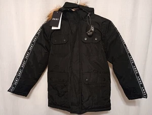 (NEW)DKNY Faux Fur Hood Parka Winter Jacket Coat Black, Toddlers Size 7 - Picture 1 of 10