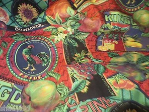 P KAUFMAN Fabric Print Rooster Sunflower Nostalgic Scotch guarded Crafts Pillows - Picture 1 of 6