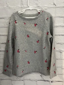 Gap Kids Gray Sweatshirt Pink Flowers SOFT EUC Girl's Size M(8) - Picture 1 of 8