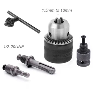 1.5-13mm Heavy Duty Drill Chuck with Key+Conversion Kit - 1/4" Hex, SDS Plus, .. - Picture 1 of 16