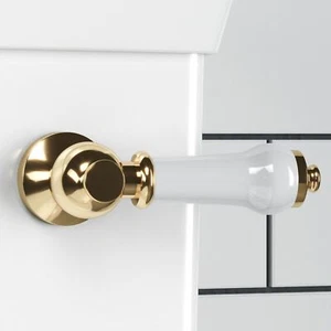Toilet Flush Lever Handle WC Traditional Bathroom English Gold Ceramic ENKI Z24 - Picture 1 of 5