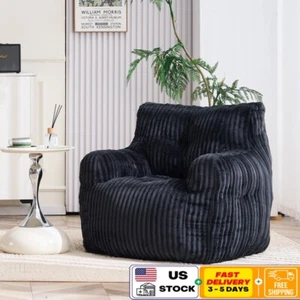 Bean Bag Chair Soft Corduroy Foam Lazy Sofa Ergonomic Support Adults Teens New - Picture 1 of 12