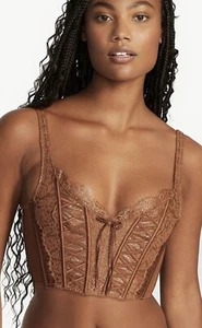 Victoria’s Secret DREAM ANGEL Carmel Unlined Lace-Up Corset Top Bustier Bra SDD - Picture 1 of 11