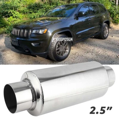 Resonador silenciador escape 12" longitud entrada/salida 2,5" para Jeep Grand Cherokee Foto 1 de 4