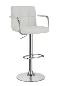 Adjustable Height Bar Stool in White and Chrome - Picture 1 of 1