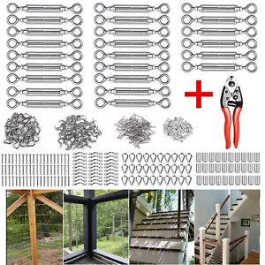 Kabel Geländer 1/8" Edelstahl Kit Hardware für Holzpfosten Drahtseil Seil - Bild 1 von 9