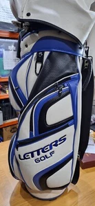 Bolsa de golf Letters, blanca/azul/negra, X/L, 14 vías, algunos rasguños + algunos agujeros. - Imagen 1 de 24