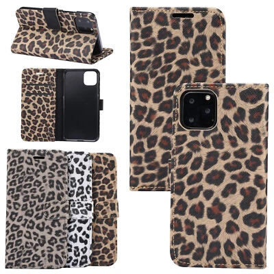 Leather Leopard Card Wallet Phone Case For iPhone 12 13 14 15 Pro Max XR 7 8 SE - Image 1 of 4