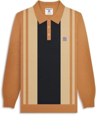 Lambretta Long Sleeved Vintage Polo Tobacco Brown - Image 1 of 3