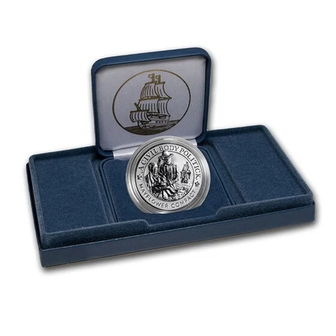 2020 REVERSE PROOF SILVER MEDAL ✪ MAYFLOWER 400TH ANV ✪ OGP BOX & COA ◢TRUSTED◣ Cover