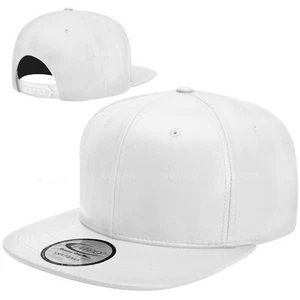 Leather Snapback Hat Hip Hop Baseball Cap Trucker Mesh Solid Plain Flat Bill Men - Picture 1 of 21