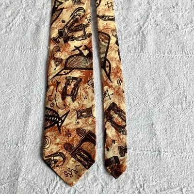 Винтажный хлопковый галстук 1960-е 1970-е в стиле Тики - Изображение 1 из 4