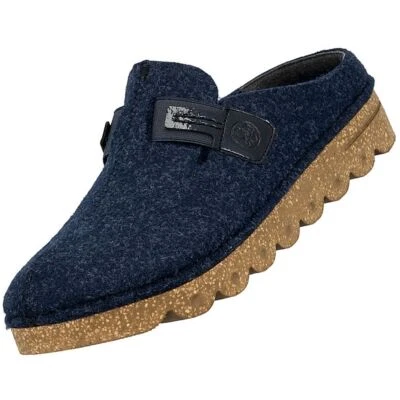 Rieker Damen Hausschuh Pantolette Blau V8790-14 Komfort Clog