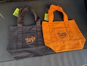 Limited Trader Joe's Mini Halloween Canvas Tote Bag BLACK & Orange BAGS SET🖤🧡 - Picture 1 of 1