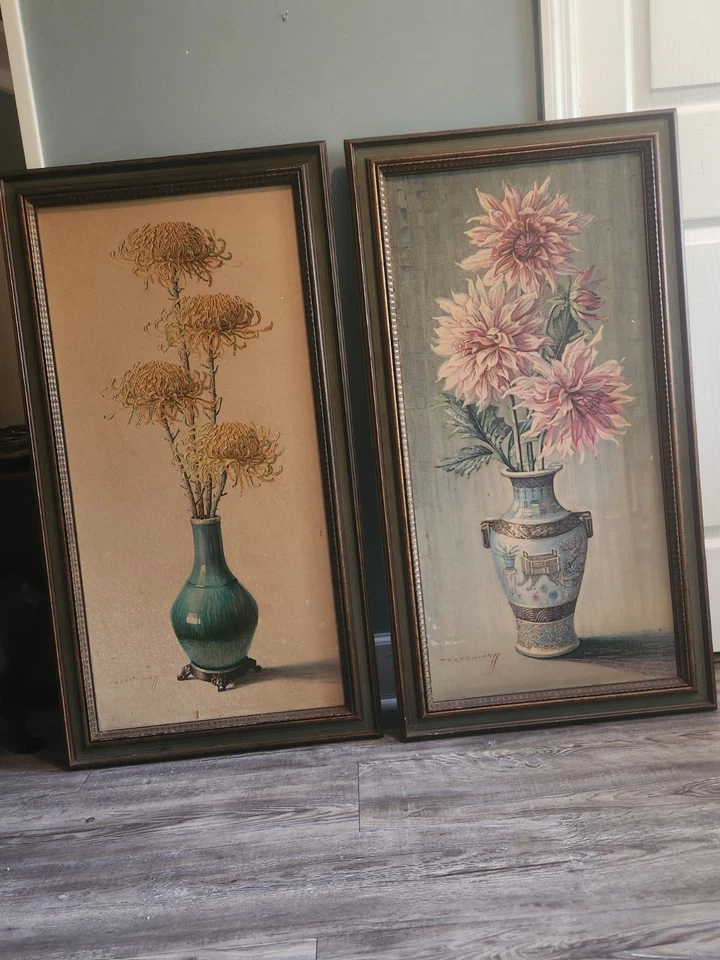 Tetchikoff Crisantemos Y Dalias Marco Original Años 60 Foto 1 de 4