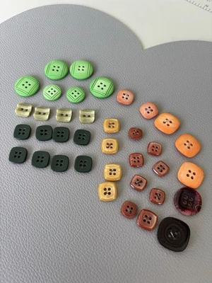 Vintage Button Lot Early Plastics 1930s-50s Green Art Deco + Marbled Colors - Image 1 of 4