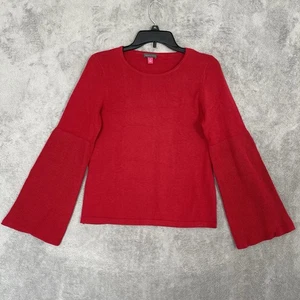 Maglione donna morbido Vince Camuto rosso petite grande rosso svolazzante manica maglia - Foto 1 di 9