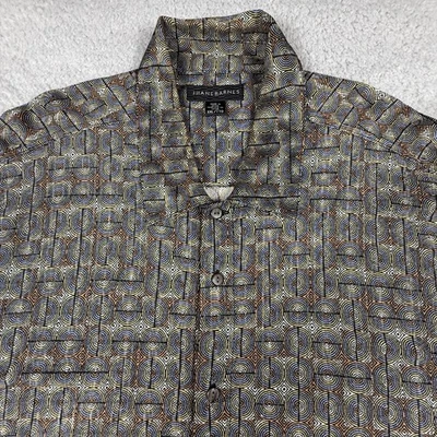 Jhane Barnes Shirt Men 2XL Short Sleeve Silk Geometric Psychedelic Hippie Trippy - Image 1 of 4