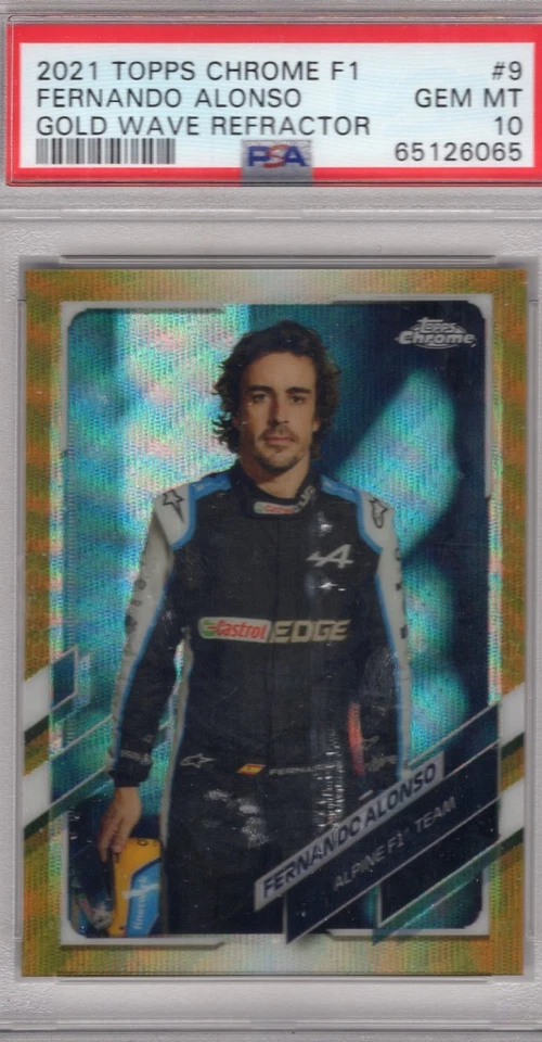 2021 Topps Chrome Formula One F1 FERNANDO ALONSO Gold Wave Refractor /50 PSA 10 - Image 1 of 1