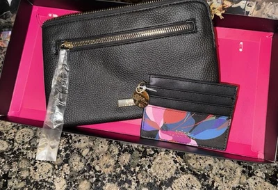 Trina By Trina Turk black Wristlet Purse And floral Card Hold Gift Box NWT - Image 1 of 4