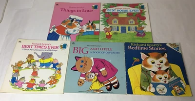 Lot of 5 Vintage 80's Richard Scarry Books - Kids Picture Books - Busytown PB Foto 1 de 4