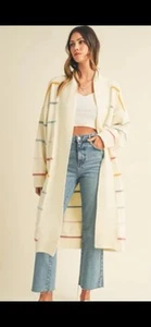 American Rag Longline Open Front Striped Duster Cardigan One Sze - Picture 1 of 4