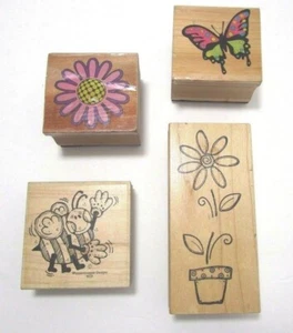 Rubber Stamp Bee Flower Daisy Butterfly Spring Lot of 4 - Picture 1 of 8
