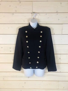 Womens Vintage J. McLaughlin Blazer Jacket Military Anchor Button Wool Navy Blue - Picture 1 of 5