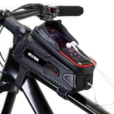 WILD MAN Mountain Bike Front Beam Bag Upper Tube Phone Touch Screen Saddle Bag - Image 1 of 4