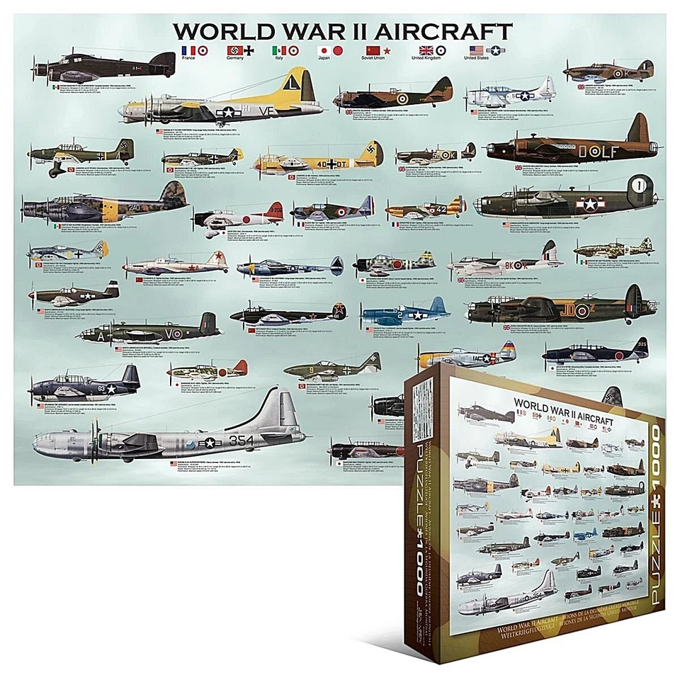 World War II Aircraft 1000 piece jigsaw puzzle 680mm x 480mm by Eurographics - Image 1 of 1