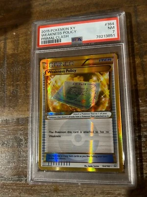 POKEMON 2015 Primal Clash XY Trainer WEAKNESS POLICY #164 PSA 7 RARE - Image 1 of 2