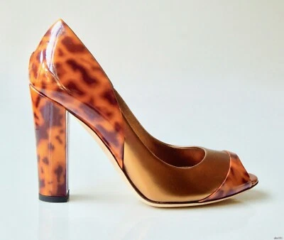 GUCCI tortoise bronze peep-toe PUMPS heels shoes 35.5 US 5.5 new $590 fabulous - Image 1 of 4
