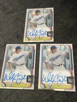 Lot of 3 2015 Bowman Chrome Draft Pick Walker Buehler BCA-WB Auto RC - Image 1 of 4