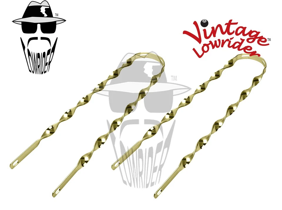 2 Vintage Lowrider 26" Replacement Flat Twisted Bicycle Gold Fender Braces. - Image 1 of 1