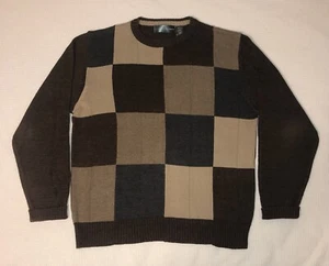 Oscar De La Renta Men’s Brown Knit Colorblock Sweater Large - Picture 1 of 14