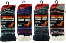 Mens Fairisle Double Insulated Ultra Warm Thermal Lounge Socks With Grip Soles