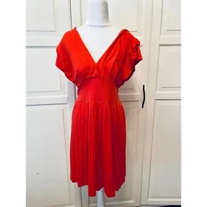 Banana Republic PoppyRed V-Neck Dress Short Sleeve Casual Fit & Flare knit - Picture 1 of 8