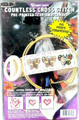 Tecido Stitchery Tear-Away de lona Vogart ponto cruz BORBOLETAS - Imagem 1 de 4