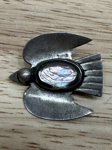 Sterling Silver Mexico Dove Bird MPB Abalone Brooch Pin 33mm x 31mm - Picture 1 of 7