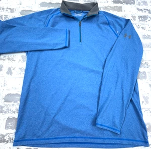 Under Armour Shirt Men XL Blue Fitted Pullover Quarter Zip Performance Running - Picture 1 of 9