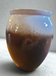 6 inch Smooth Ceramic Urn Vase white and brown - Picture 1 of 1