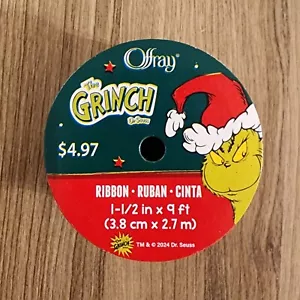 Dr. Seuss' The Grinch Holiday Gift Wrap Ribbon 1.5"x108" NEW - Picture 1 of 2