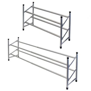 2 TIER METAL FRAME STACKABLE EXTENDABLE SHOE RACK HOLDER STORAGE ORGANISER - Picture 1 of 3
