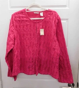New Laura Ashley Pink Fuscia Cotton Linen Jacket sz XL - Picture 1 of 4