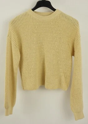 New BP. Women's XS Tan Chunky Rib Knit Cotton Blend Stretch Crop Crew Sweater - Image 1 of 4